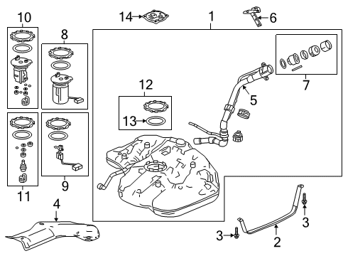 2018 Honda Accord Fuel Supply Band, Passenger Side Diagram for 17521-TWA-A01