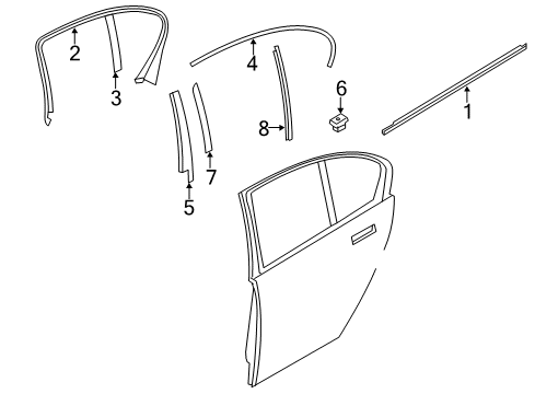 2015 BMW ActiveHybrid 7 Exterior Trim - Rear Door Outer Trim, Front Right Diagram for 51359141424