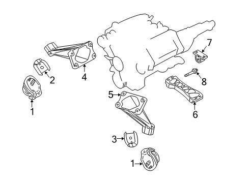 2002 Infiniti Q45 Engine & Trans Mounting Bracket-Engine Mounting, R Diagram for 11232-AR000