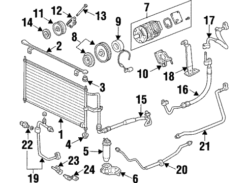 1996 Acura TL A/C Condenser, Compressor & Lines Stator Set Diagram for 38924-PY3-013