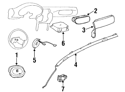 1999 Saturn SL2 Air Bag Components Coil Asm, Inflator Restraint Seat Diagram for 21024659