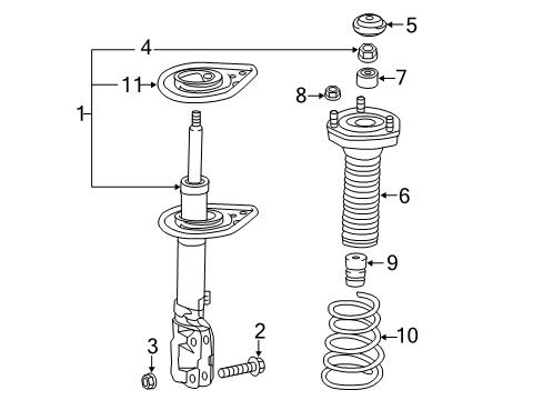 2016 Toyota Avalon Struts & Components - Rear Strut Diagram for 48540-09D70