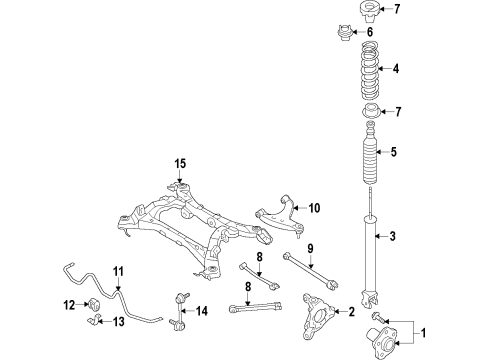 2016 Infiniti Q70 Rear Suspension Components, Lower Control Arm, Upper Control Arm, Stabilizer Bar ABSORBER Kit-Shock, Rear Diagram for E6210-1MG0C