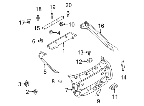 2011 BMW X6 Interior Trim - Lift Gate Left Trunk Lid Panel Trim Diagram for 51497045865