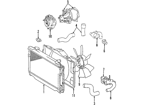 1997 Lexus LX450 Cooling System, Radiator, Water Pump, Cooling Fan Fan Blade Diagram for 16361-66020