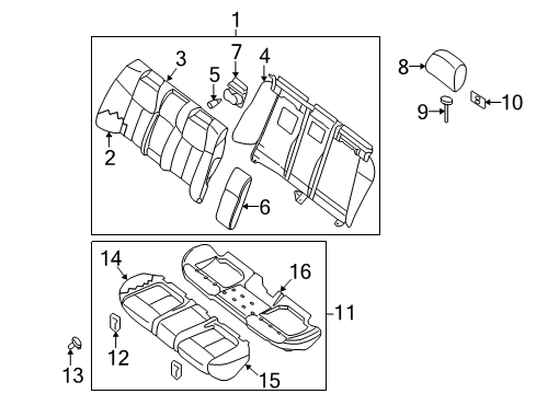 2010 Nissan Maxima Rear Seat Components Pad-Rear Seat Cushion Diagram for 88311-9N21A