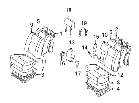1998 Toyota Tacoma Front Seat Components Front Seat Back Cover, Left(For Separate Type) Diagram for 71074-04021-E2