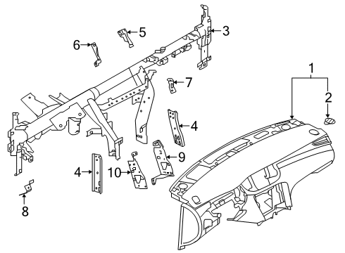 2020 Infiniti QX50 Cluster & Switches, Instrument Panel Grille-Side Defroster, LH Diagram for 68741-5NA0A