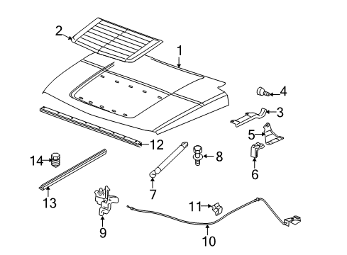 2006 Hummer H3 Hood & Components Release Cable Diagram for 25854190