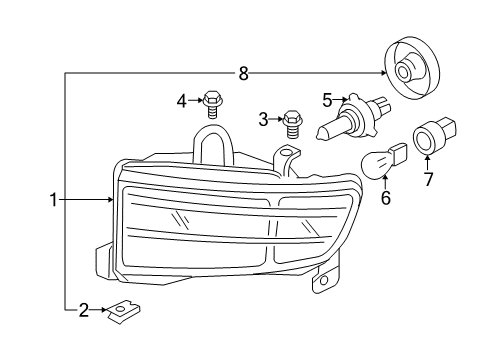 2006 Honda Ridgeline Bulbs Headlight Unit, Driver Side Diagram for 33151-SJC-A02