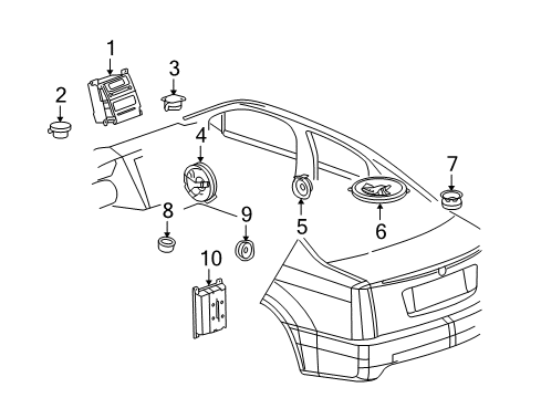 2007 Cadillac STS Sound System Package Tray Speaker Diagram for 25725734