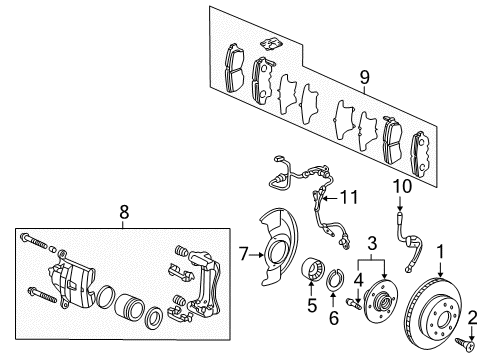 2006 Acura TL Brake Components Caliper Sub-Assembly, Right Front Diagram for 45018-S0K-A01