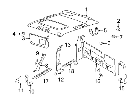 2008 Ford F-250 Super Duty Interior Trim - Cab Weatherstrip Pillar Trim Diagram for 8C3Z-2503598-CA