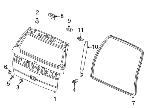 2004 Honda Odyssey Gate & Hardware Stay Assembly, Tailgate Open Diagram for 74820-S0X-A03