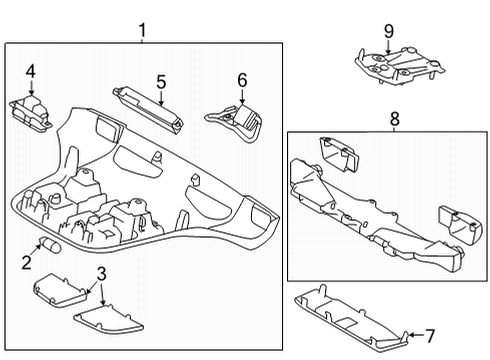 2022 Toyota GR86 Overhead Console Bulb Diagram for SU003-08504