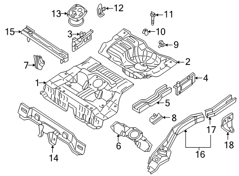 1999 Nissan Altima Rear Body - Floor & Rails Floor-Rear, Front Diagram for 74512-9E030