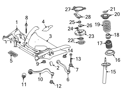 2006 BMW M5 Front Suspension Components, Lower Control Arm, Stabilizer Bar Coil Spring Mounting Pad, Upper Front Diagram for 31331091233