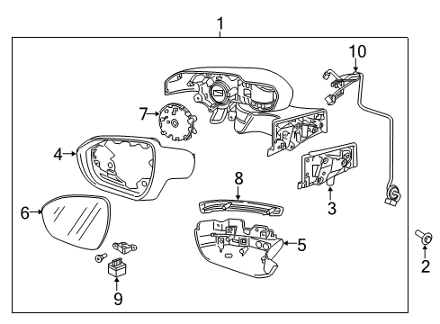 2022 Chevrolet Bolt EV Outside Mirrors Mirror Assembly Diagram for 42757321