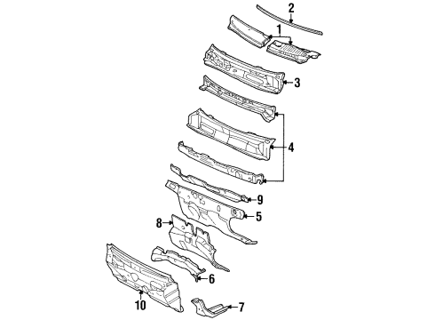 2001 Mercury Cougar Cowl Insulator Diagram for YS8Z6301670AA