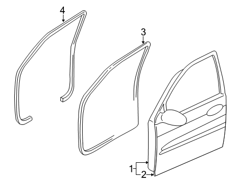 2007 Hyundai Entourage Front Door WEATHERSTRIP-Front Door Body Side Diagram for 821104D000KS