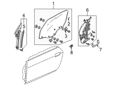 2007 Honda S2000 Door & Components Plate, Door Glass Stopper Diagram for 72245-ST8-A00