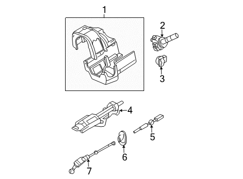 2004 Mercury Mountaineer Switches Column Assembly Diagram for 5L2Z-3C529-A