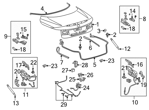 2013 Lexus IS250 Trunk Luggage Compartment Lock Cylinder & Key Set Diagram for 69055-53060