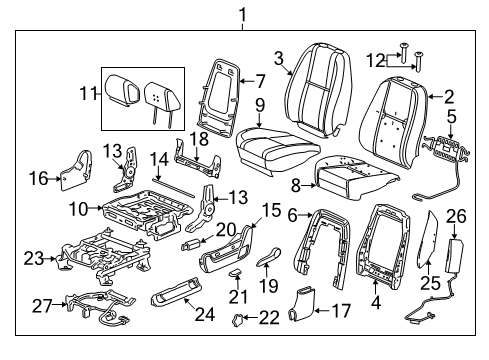 2012 GMC Sierra 3500 HD Front Seat Components Cover Asm-Driver Seat Adjuster Finish *Ebony Diagram for 15910631