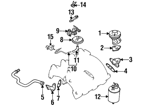 1996 Nissan Altima Emission Components Valve Assembly-SOLENOID Diagram for 14956-40U1B