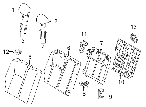 2020 Toyota C-HR Rear Seat Components Seat Back Frame Diagram for 71017-10130