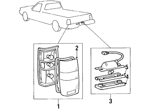 1995 Mitsubishi Mighty Max License & Tail Lamps Lamp License Plate Diagram for MB415417