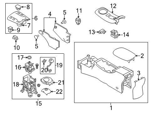 2016 Nissan Leaf Gear Shift Control - AT Console Box-Center Diagram for 96910-3NF0B