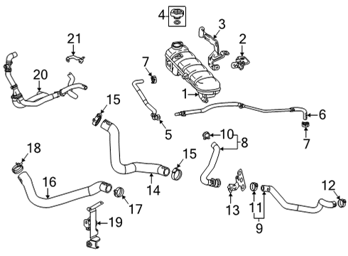 2021 Chevrolet Corvette Radiator Hoses Reservoir Tank Diagram for 84889157