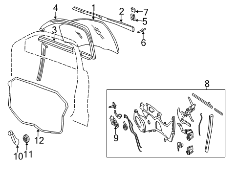 2001 Chevrolet Malibu Front Door - Glass & Hardware Handle Asm-Front/Rear Side Door Window Regulator *Medium Duty Dark Pewter Diagram for 22649412