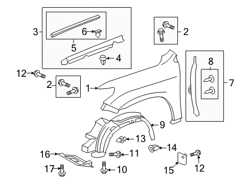 2010 Toyota Land Cruiser Fender & Components Fender Liner Diagram for 53875-60060