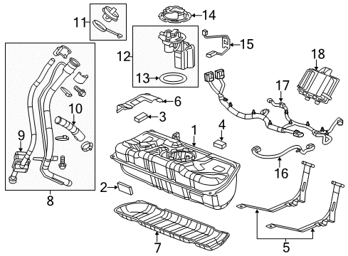 2011 Chevrolet Volt Fuel Supply Fuel Pump Flow Control Module Assembly Diagram for 20867261