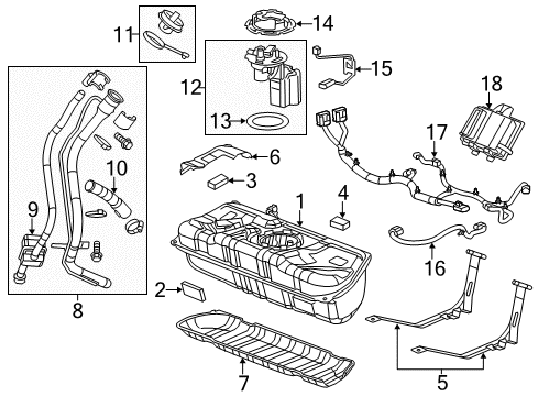 2011 Chevrolet Volt Fuel Supply Fuel Gauge Sending Unit Diagram for 13578103