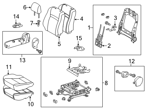 2015 Toyota Camry Passenger Seat Components Seat Back Cover Diagram for 71073-06F20-A0