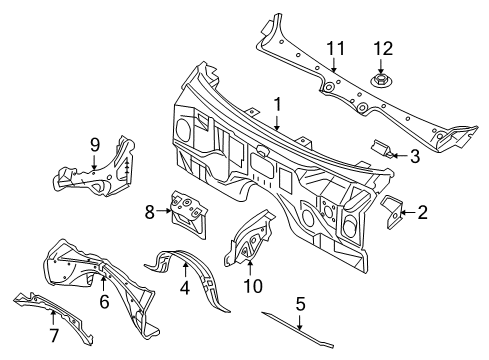 2009 BMW M6 Cowl Torx-Bolt With Washer Diagram for 07147154225