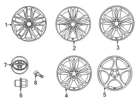 2022 Toyota Sienna Wheels Wheel, Alloy Diagram for 4260D-08030