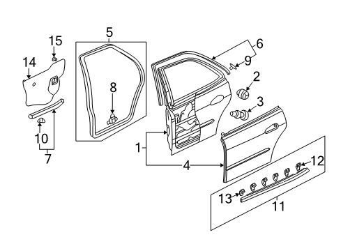 2003 Acura TL Rear Door Sub-Seal, Left Rear Door Diagram for 72865-S0K-A01