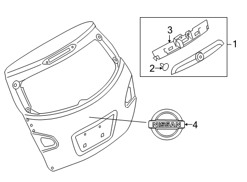 2013 Nissan Juke Exterior Trim - Lift Gate Clip Diagram for 90990-1KA0B