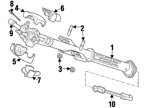 2000 Dodge Viper Steering Column & Wheel, Steering Gear & Linkage, Shaft & Internal Components, Shroud, Switches & Levers Column-Steering Diagram for 4874334AB