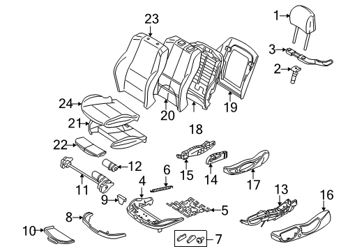 2004 BMW X3 Power Seats Backrest Upholstery Diagram for 52103410036