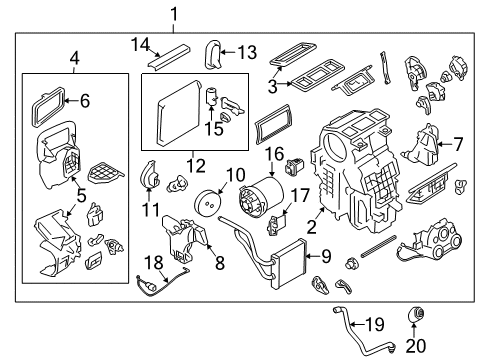 2013 Nissan Versa A/C Evaporator & Heater Components Case-Blower Diagram for 27236-1HS0B