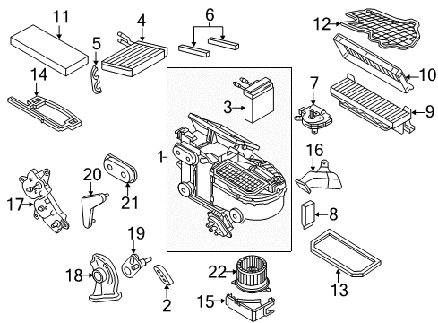 2011 Ford Transit Connect A/C Evaporator & Heater Components Cover Diagram for 3T1Z-16020C34-A