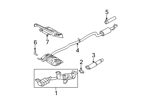 2006 Ford Freestar Exhaust Components Extension Pipe Bracket Diagram for 3F2Z-5A242-BA