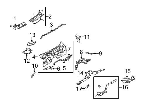 2004 Infiniti G35 Cowl Cover - HOODLEDGE, R Diagram for 64894-AM600