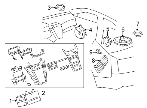 2009 Cadillac CTS A/C & Heater Control Units Control Asm-Amplitude Modulation/Frequency Modulation Stereo & Clock & Audio D*Ebony Diagram for 25960565