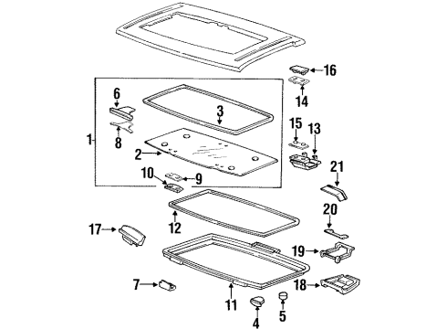 1992 Nissan D21 Sunroof Holder SUNROOF Diagram for 73893-W9070